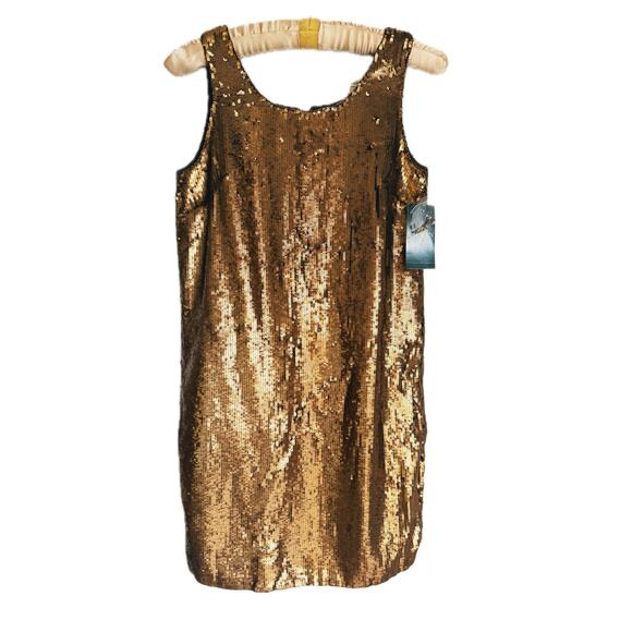 NWT Lauren Ralph Lauren Gold Sequined Shift Dress Size 4 NYE - Picture 3 of 14